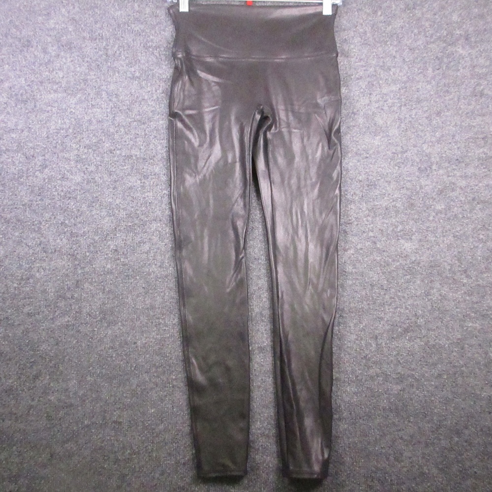 Spanx Leggings Womens Medium Black High Rise Faux Leather Ankle Shaping Pants